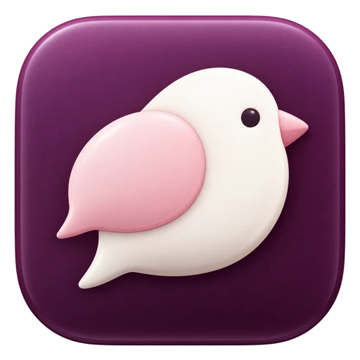 Chirpberry's ivory bird with a rose wing on a mulberry app icon